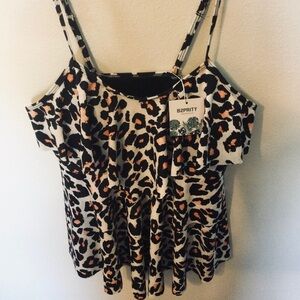 B2PRITY NWT Leopard Print Tankini Women's Swimsuit Top Size XL